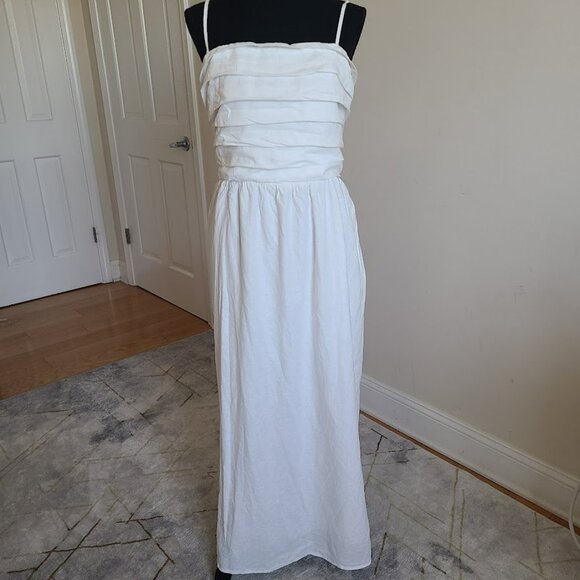 Gap White Linen Blend Maxi/Midi  Dress – Women’s Large Tall – Pockets - Picture 1 of 16